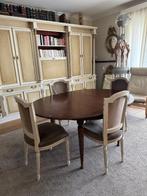 Uitschuifbare ronde eettafel - massief hout, Huis en Inrichting, Ophalen, Gebruikt, Rond, Vijf personen of meer