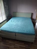 Boxspring 200x160cm in licht groene stoffen bekleding, Ophalen, Tweepersoons, Zo goed als nieuw, 200 cm
