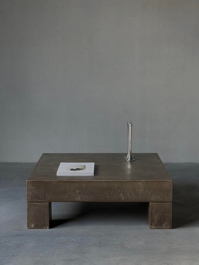 Vintage Brutalist faux brons vierkante salontafel, Maison & Meubles, Tables | Tables de salon, Comme neuf, Enlèvement