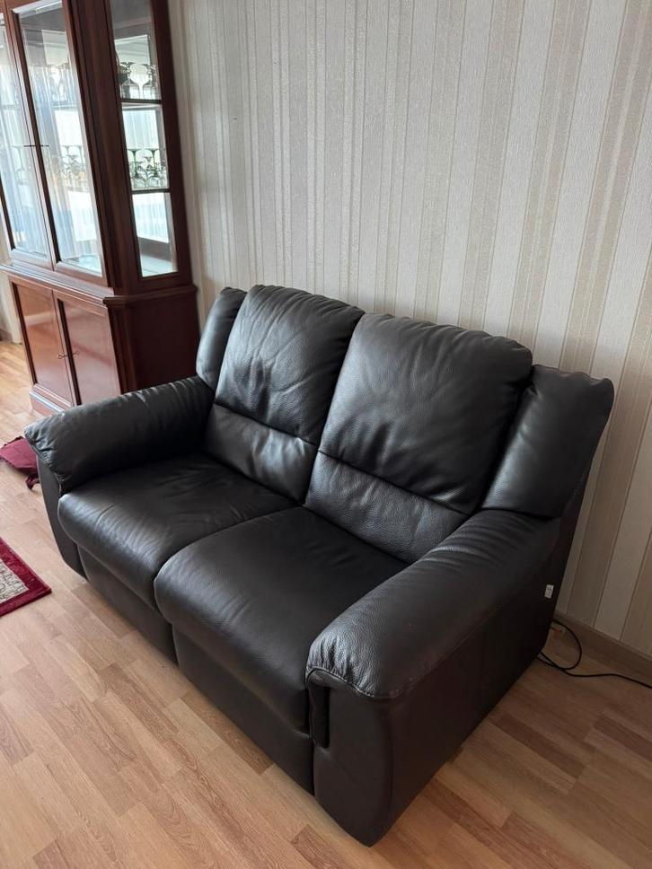 lederen zetelset, Maison & Meubles, Canapés | Coins salons complets, Utilisé, Cuir, Enlèvement