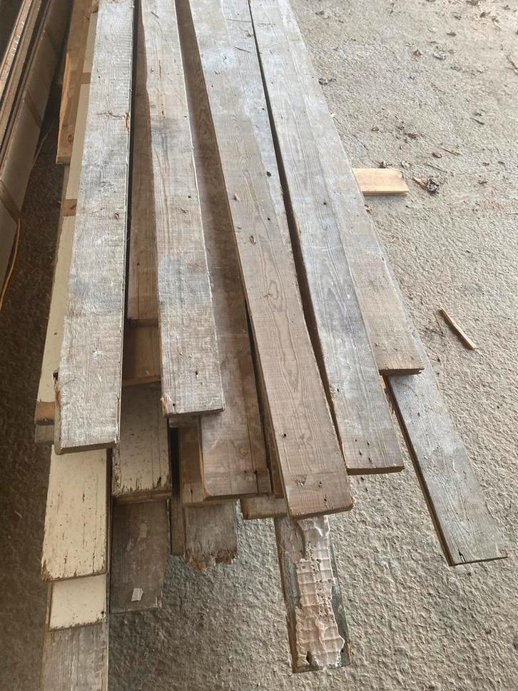 Vlonderplanken +-25m2, Doe-het-zelf en Bouw, Hout en Planken, Zo goed als nieuw, Vuren, Ophalen