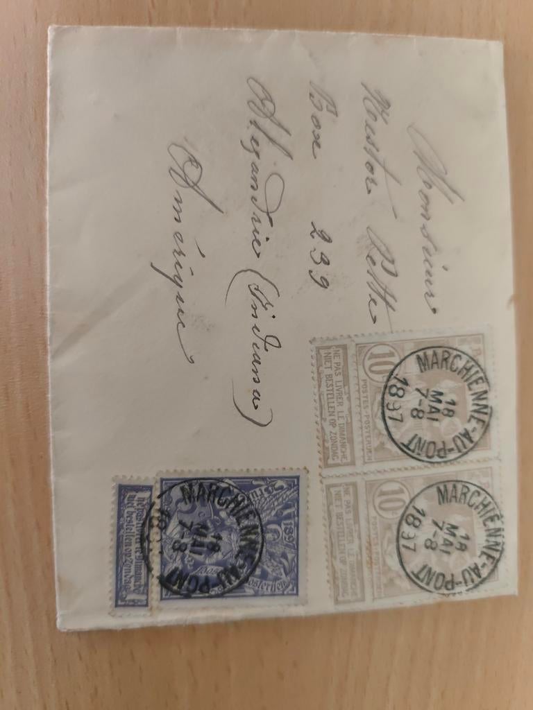 Brief België Amerika marchienne au Pont 1897 uniek, Ophalen of Verzenden