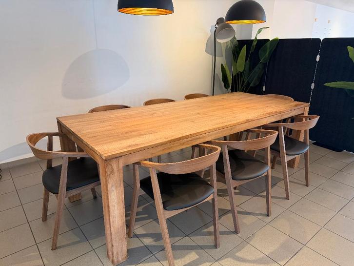 Teak Tafel met 8 Stoelen, Huis en Inrichting, Complete eetkamers, Zo goed als nieuw, 8 stoelen of meer, Ophalen