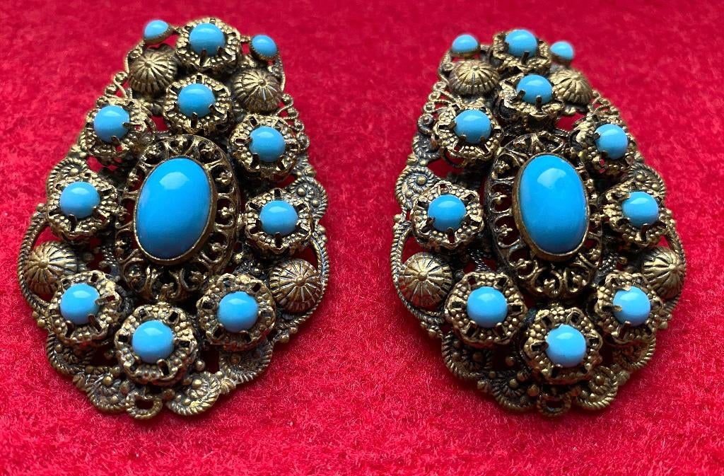 Paar vintage clipoorbellen, Handtassen en Accessoires, Antieke sieraden, Ophalen of Verzenden, Overige materialen, Oorbellen