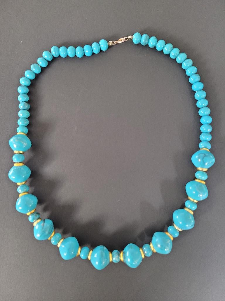 Collier de fantaisie en perles bleu céleste marbrées, Bijoux, Sacs & Beauté, Colliers, Enlèvement, Comme neuf, Bleu, Autres matériaux