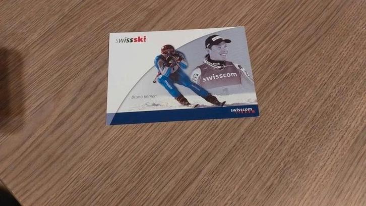 Fotokaart : Bruno Kernen / Alpijns skiën / Wintersport, Verzamelen, Sportartikelen en Voetbal, Zo goed als nieuw, Poster, Plaatje of Sticker