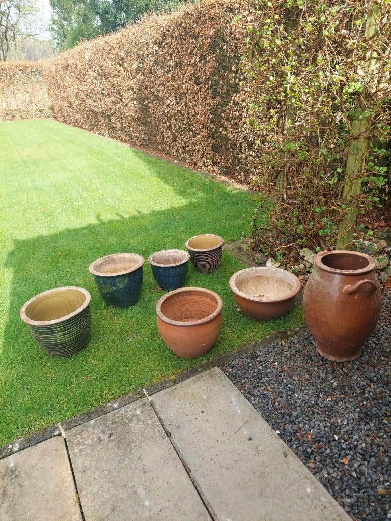 Aardewerk (bloem)potten te koop, Ophalen, Gebruikt, Aardewerk, Balkon