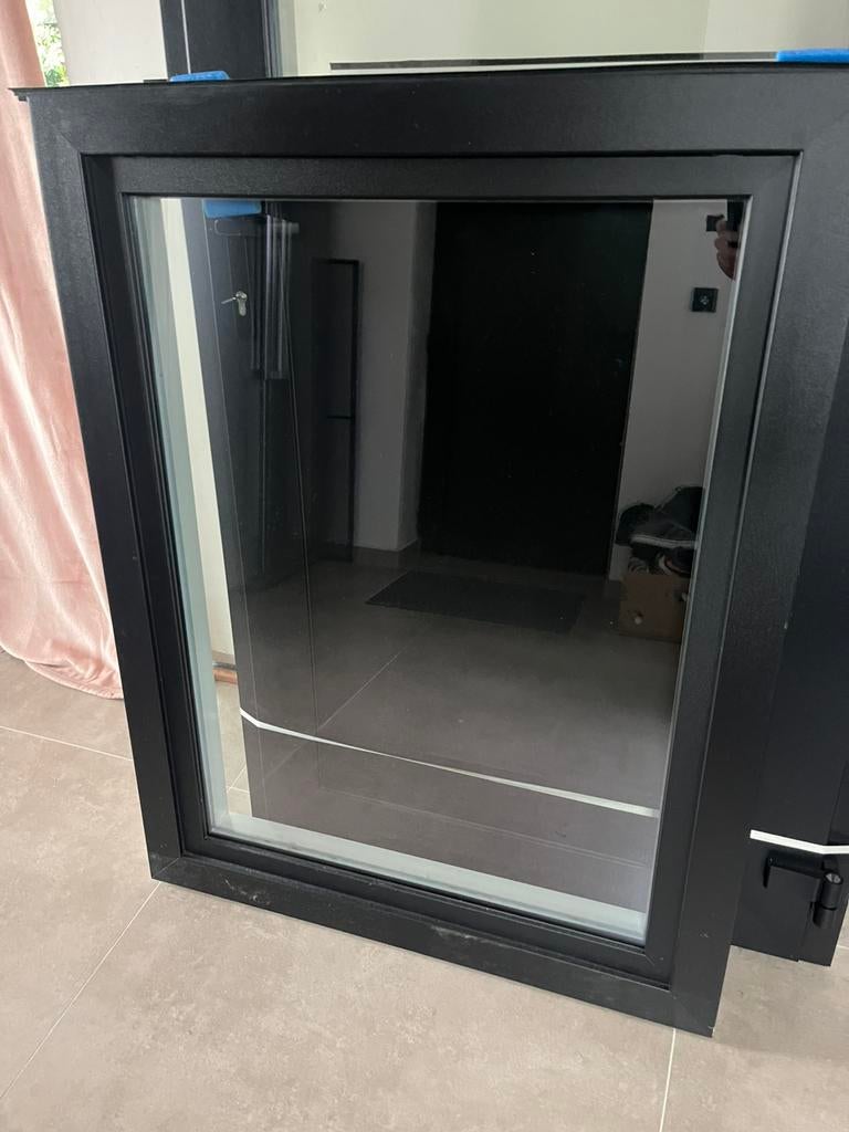 Pvc Raam b100xh125, glas 1,0Ug, Kunststof, Raamkozijn, Nieuw, Inclusief glas