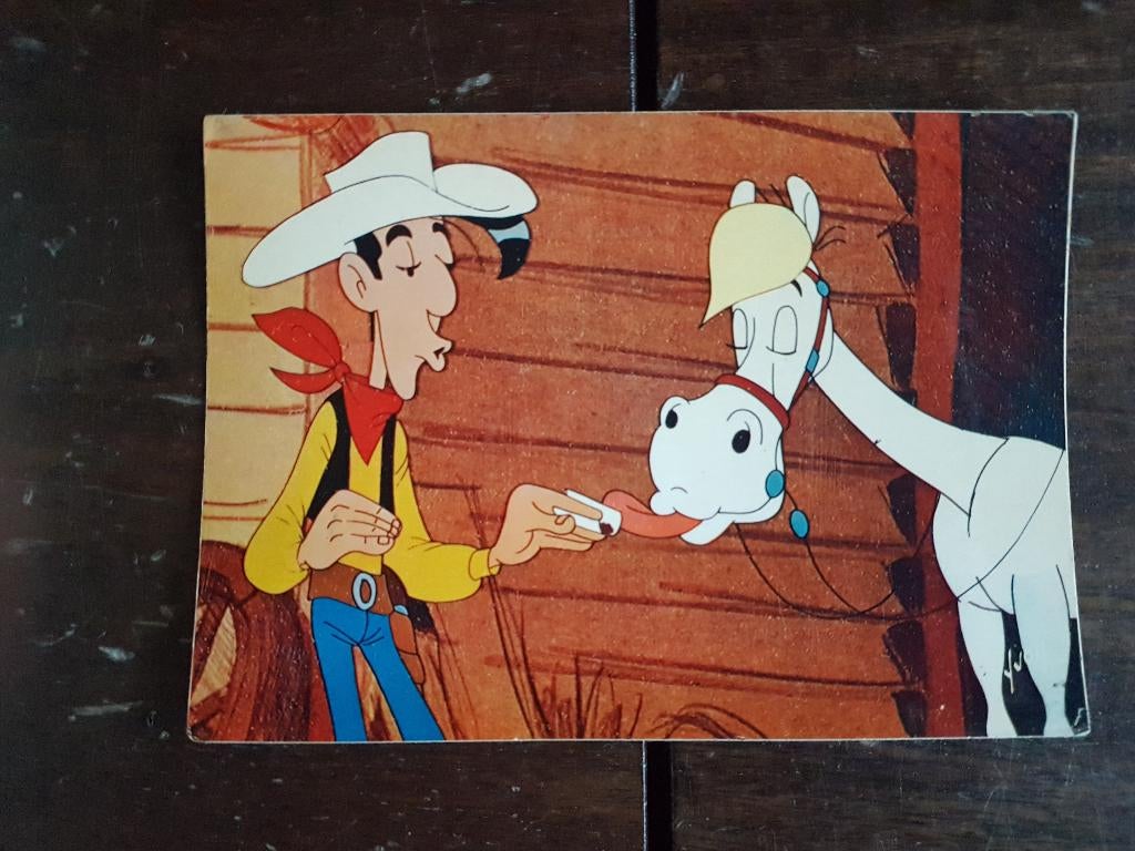 Morris Lucky Luke - Postkaart jaren 70, Collections, Personnages de BD, Enlèvement ou Envoi, Autres personnages, Utilisé, Image, Affiche ou Autocollant