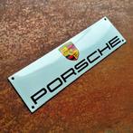 Emaille Schild PORSCHE Dealer Reclamebord Plaque Wit Bordje, Verzamelen, Verzenden, Gebruikt, Reclamebord