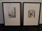 Het begijnhof van Turnhout 2 pentekeningen, Antiek en Kunst, Kunst | Etsen en Gravures, Ophalen of Verzenden