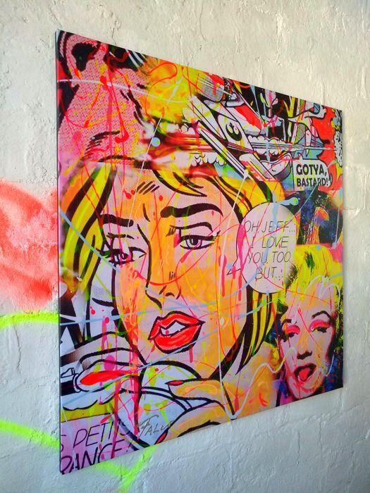 Joaquim Falcó - Marilyn with Lichtenstein girl., Antiek en Kunst, Kunst | Schilderijen | Abstract, Ophalen