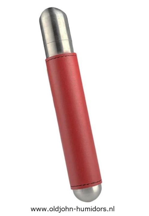 SK92 ADORINI  SIGARENKOKER - RVS MET ROOD LEER BEKLEED, Verzamelen, Rookartikelen, Aanstekers en Luciferdoosjes, Nieuw, Tabaksdoos of Verpakking