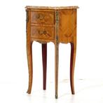 Louis XV 18e eeuwse marqueterie ladekast nachtkastje marmer, Antiek, Minder dan 50 cm, Overige materialen, 1 of 2 laden