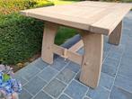 Volledig massief eiken eettafel. Geluchtgomd., Huis en Inrichting, Ophalen of Verzenden, Zo goed als nieuw