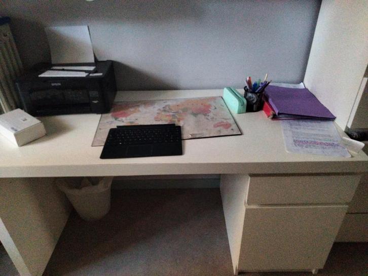 Bureau met ladekast – wit – moderne en stevige uitvoering, Huis en Inrichting, Bureaus, Bureau, Ophalen