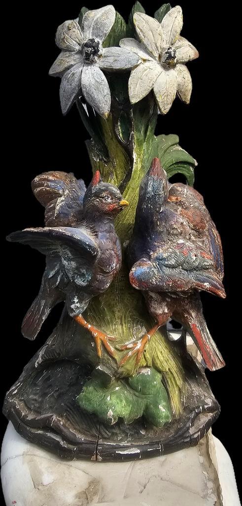 Antieke uitgesneden houten voetlamp, Antiek en Kunst, Antiek | Verlichting, Ophalen of Verzenden