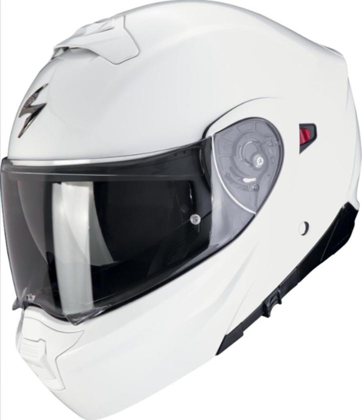 Systeemhelm Scorpion Exo 930 solid wit, Motoren, Kleding | Motorhelmen, Heren, Systeemhelm, XL, Overige merken, Tweedehands, Ophalen