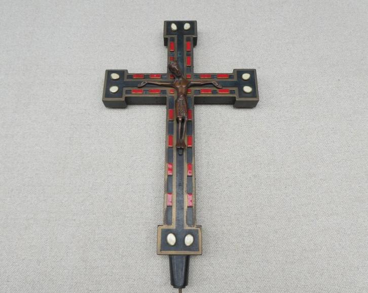 Zwaar bronzen processiekruis, Antiek en Kunst, Antiek | Religieuze voorwerpen, Ophalen