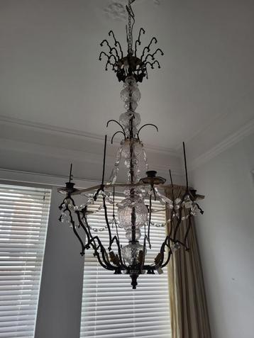 Antieke Franse kristallen kroonluchter D50 cm H150 cm beschikbaar voor biedingen