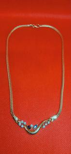 Engelse mesh-halsketting in 18-karaats goud en 750 saffier, Handtassen en Accessoires, Nieuw, Ophalen