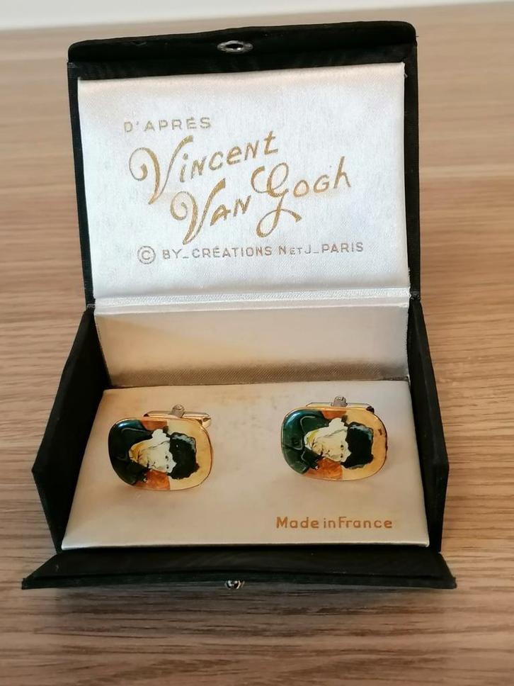 Vincent Van Gogh..manchetknopen/cufflinks..Créations Paris, Handtassen en Accessoires, Manchetknopen, Zo goed als nieuw, Ophalen of Verzenden