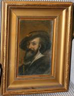 Antieke portret, olie op karton, gesigneerd, Antiek en Kunst, Ophalen of Verzenden