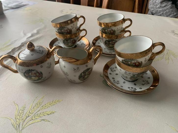Vergulde koffie-/theeset, Antiek en Kunst, Antiek | Servies compleet, Ophalen of Verzenden