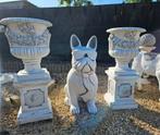 Beton bloempotten en bulldog, Ophalen, Nieuw, Beton, Dierenbeeld