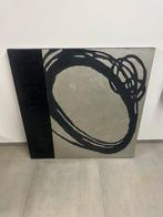 Cadre toile abstraite noir et gris 1M/1M, Maison & Meubles, Enlèvement, Comme neuf