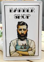Metalen reclamebord met Barber shop in reliëf--(20x30cm)., Collections, Marques & Objets publicitaires, Envoi, Panneau publicitaire