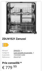 Lave-vaisselle intégrable ZANUSSI NEUF EMBALLÉ, Neuf, 85 à 90 cm, Encastré, Enlèvement