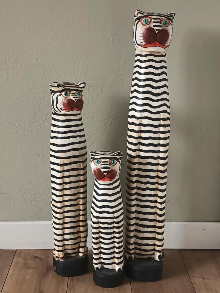 Vintage houten katten, Antiek en Kunst, Curiosa en Brocante, Ophalen of Verzenden