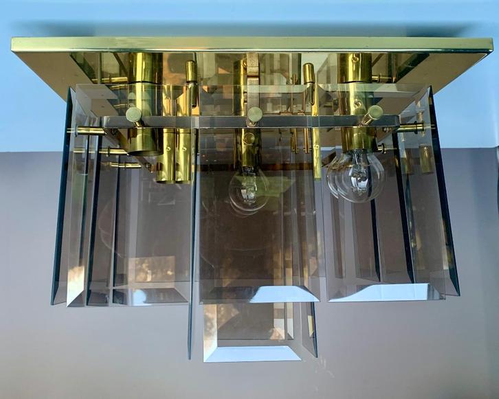 Hillebrand Messing Plafondlamp Mid Century, Antiek en Kunst, Antiek | Verlichting, Ophalen of Verzenden