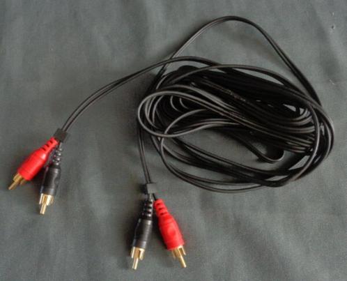 câble audio plaqué or 2x Tulp RCA Mâle - 2x Tulp RCA Mâle 5m, TV, Hi-fi & Vidéo, Câbles audio & Câbles de télévision, Utilisé