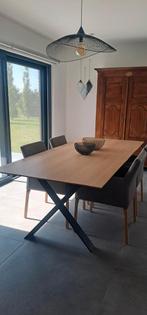 Table contemporaine + 4 fauteuils Mobitec (achetés  3370€), Ophalen, Zo goed als nieuw, Eikenhout