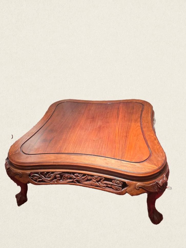 Prachtige handgemaakte massief houten salontafel – uniek stu, Antiek en Kunst, Antiek | Meubels | Tafels, Ophalen