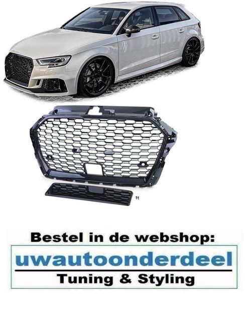Audi A3 8V RS3 ACC Look Sport Grill Zonder Embleem Zwart Hon, Auto diversen, Tuning en Styling, Ophalen of Verzenden