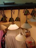 6 Koperen hanglampen met witte schaal, Ophalen, Gebruikt, Overige materialen, Rustiek
