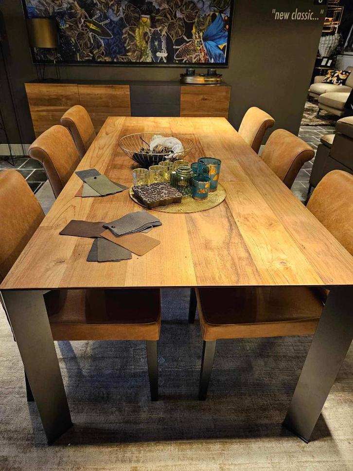 Teakhout eetkamer volledige set voor €2780, Maison & Meubles, Salles à manger complètes, Neuf, Enlèvement