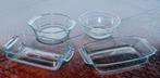 4 glazen vuurvaste schotels, Ophalen of Verzenden, Effen, Glas, Schaal of Schalen