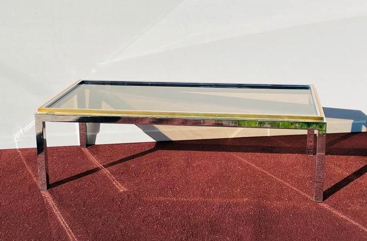 Table basse Belgochrom * Hollywood Regency * Vintage 70s, Maison & Meubles, Tables | Tables de salon, Utilisé, Rectangulaire, Verre