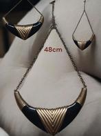 Ketting zwart goud 48cm tweedehands, Handtassen en Accessoires, Kettingen, Verzenden, Zo goed als nieuw, Zwart, Overige materialen