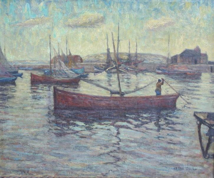 Arthur Willaert (1875-1942): Vissershaven (O/D, 83 x 73 cm), Antiek en Kunst, Kunst | Schilderijen | Klassiek, Ophalen of Verzenden