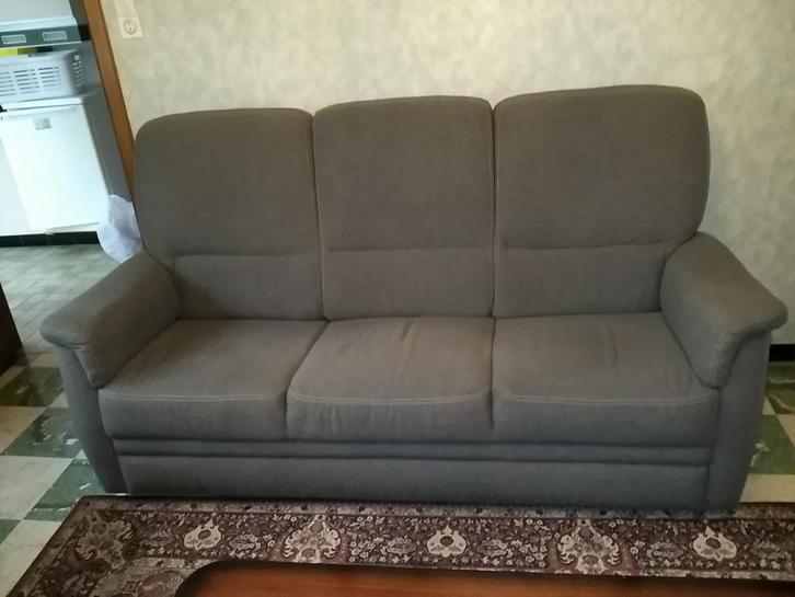 Salon in stof, Huis en Inrichting, Zetels | Zetels, Gebruikt, Rechte bank, Stof, Ophalen