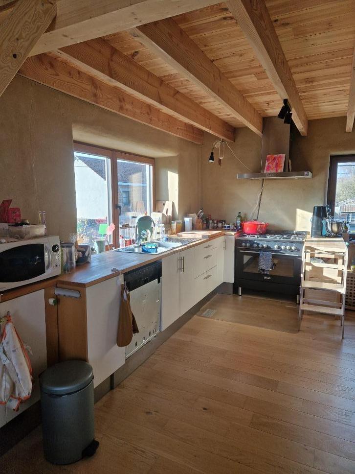 Volledige keuken met volhouten werkblad, Huis en Inrichting, Keuken | Complete keukens, Gebruikt, Hoekkeuken, Wit, Hout, Hoogglans of Gelakt