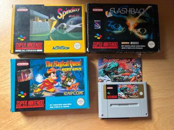 Pakket van 4 snes games (zie foto’s) 130euro beschikbaar voor biedingen