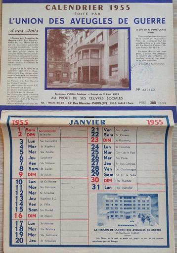 Calendrier 1955 Kalender