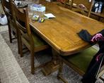 6 stoelen + tafel 200 x 90 antiek volle eik!, Enlèvement