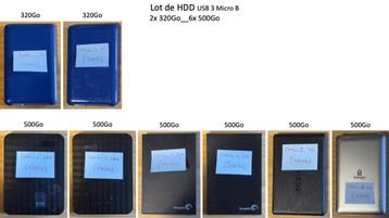 Lot de HDD USB3 Micro B beschikbaar voor biedingen